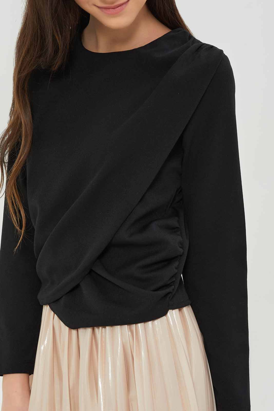 Redtag-Girls-Black-Overlay-Tops-Category:Blouses,-Colour:Black,-Deals:New-In,-Dept:Girls,-Filter:Senior-Girls-(8-to-14-Yrs),-GSR-Blouses,-New-In-GSR-APL,-Non-Sale,-S23A,-Section:Girls-(0-to-14Yrs)-Senior-Girls-9 to 14 Years