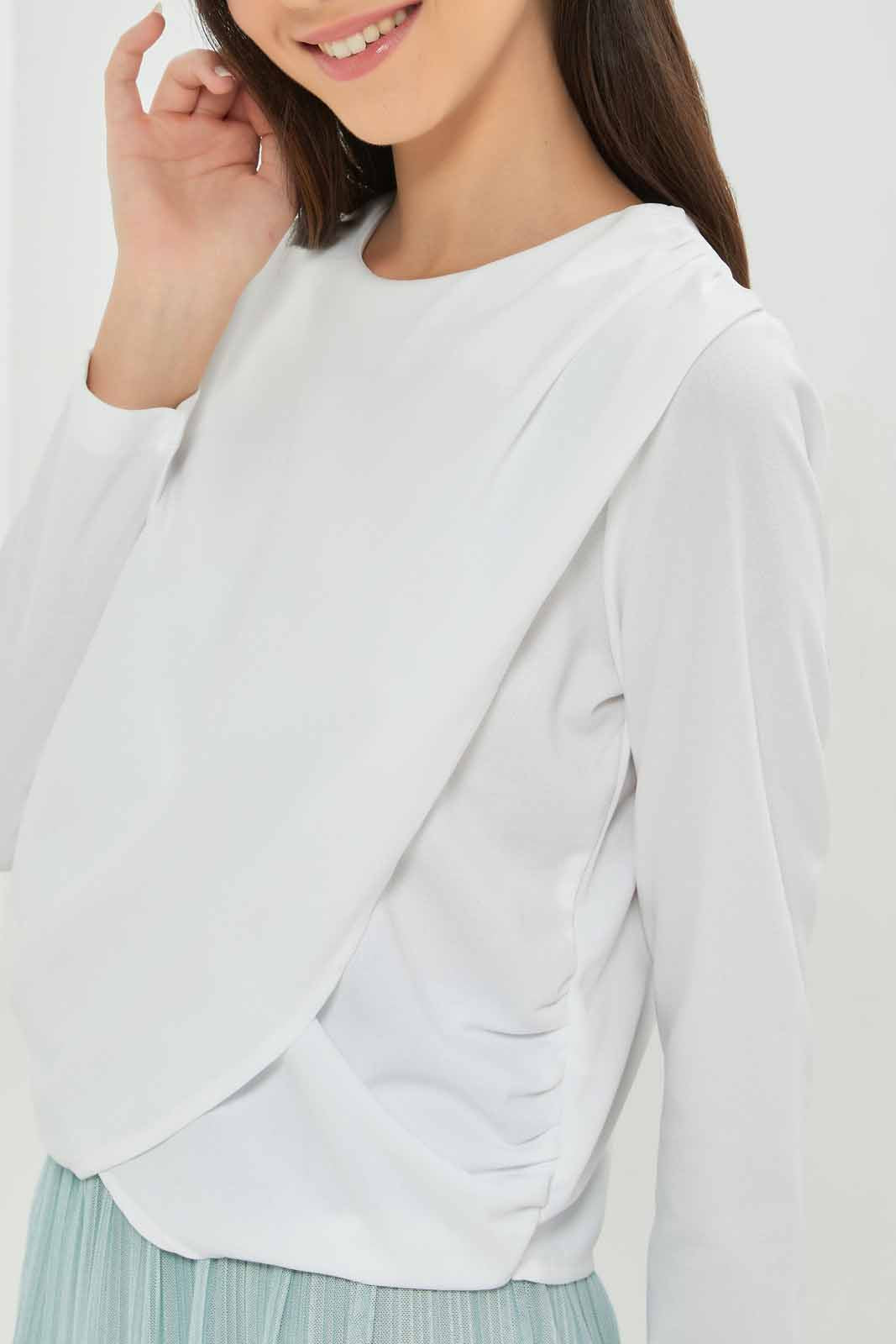 Redtag-Girls-White-Overlay-Tops-Category:Blouses,-Colour:White,-Deals:New-In,-Dept:Girls,-Filter:Senior-Girls-(8-to-14-Yrs),-GSR-Blouses,-New-In-GSR-APL,-Non-Sale,-S23A,-Section:Girls-(0-to-14Yrs)-Senior-Girls-9 to 14 Years