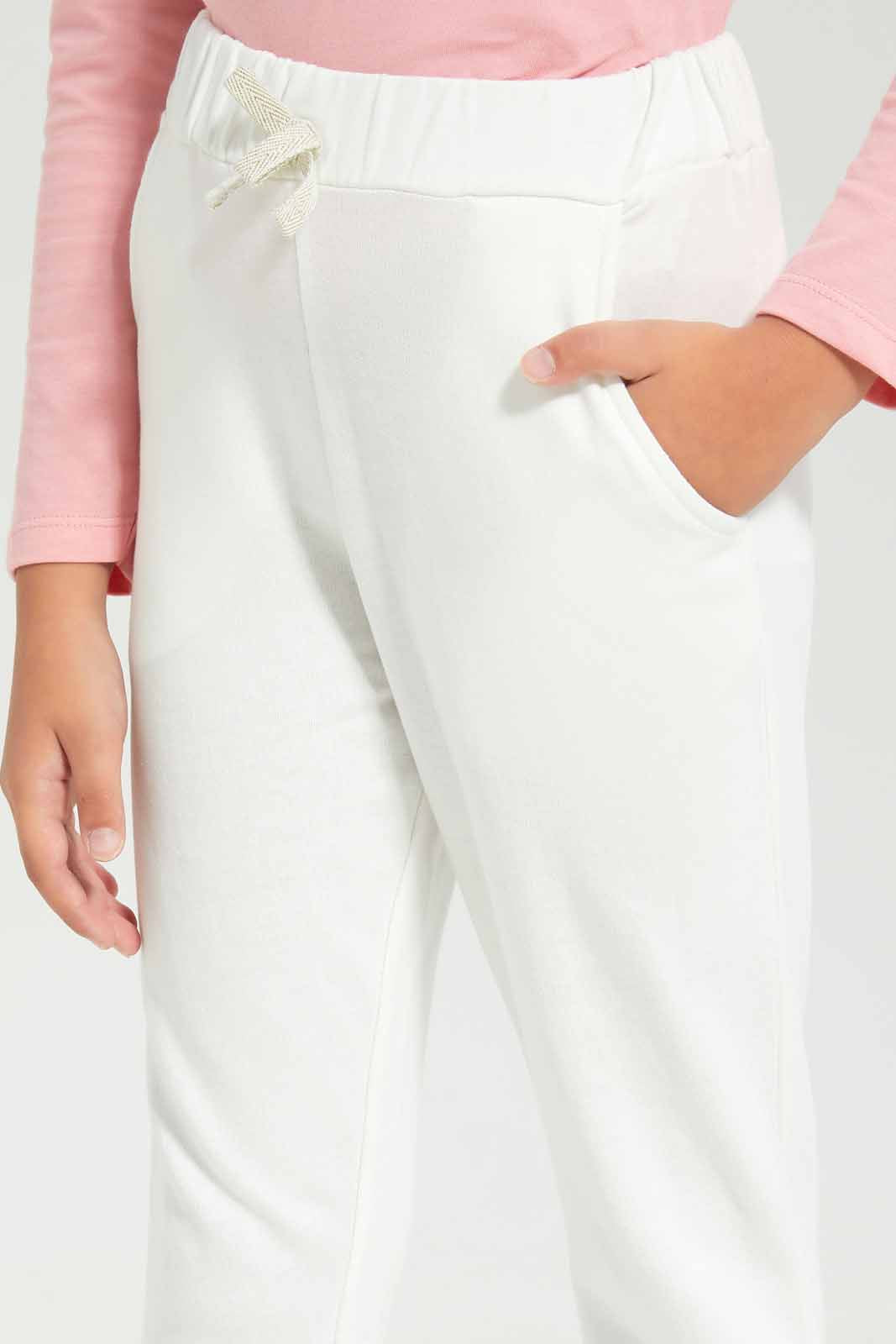 Redtag-Girls-Whiet-Jogger-Category:Joggers,-Colour:White,-Deals:New-In,-Dept:Girls,-Filter:Girls-(2-to-8-Yrs),-GIR-Joggers,-New-In-GIR-APL,-Non-Sale,-S23A,-Section:Girls-(0-to-14Yrs),-TBL-Girls-2 to 8 Years