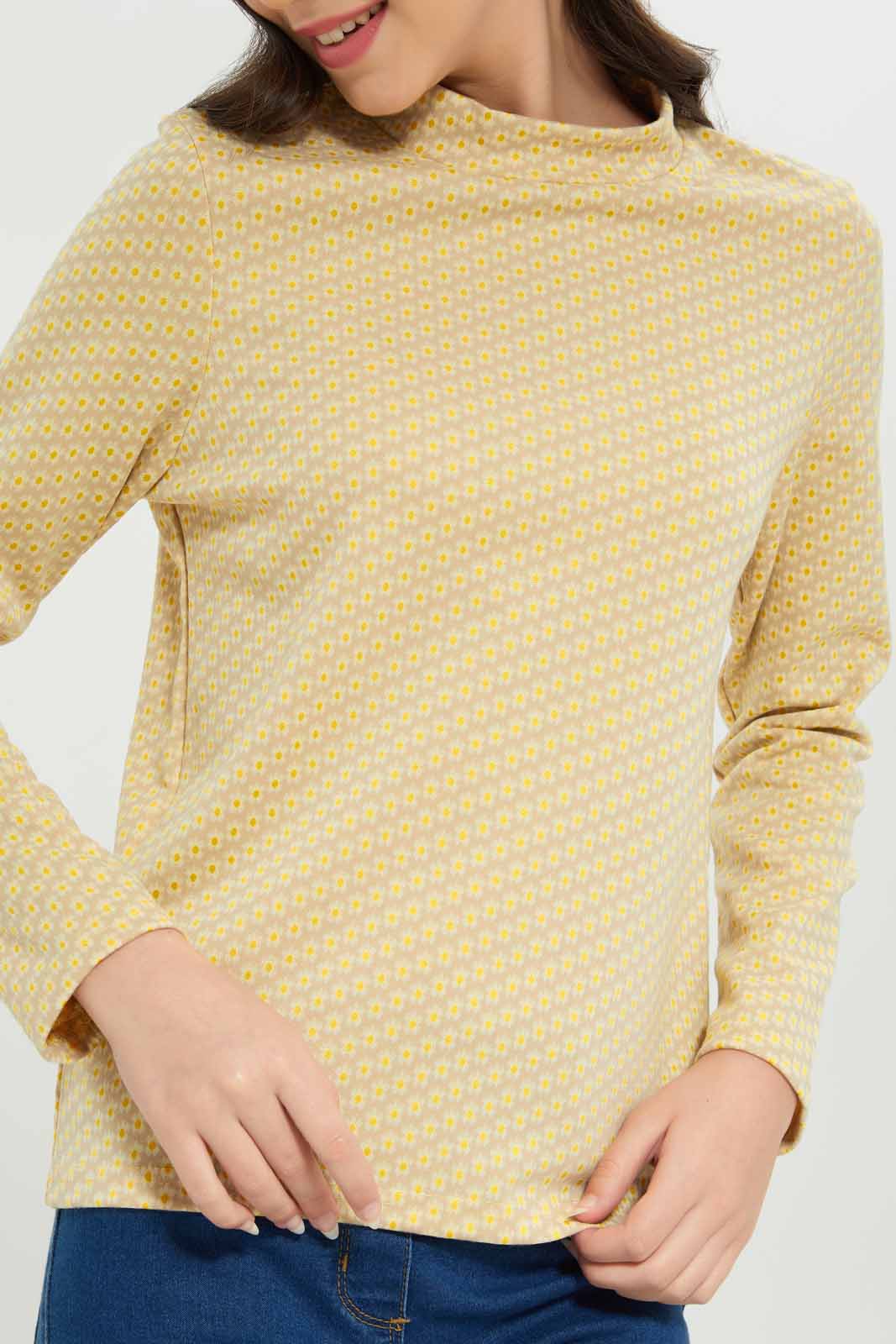 Redtag-Girls-High-Neck-Jacquard-Top-Category:T-Shirts,-Colour:Beige,-Deals:New-In,-Dept:Girls,-Filter:Senior-Girls-(8-to-14-Yrs),-GSR-T-Shirts,-New-In-GSR-APL,-Non-Sale,-S23A,-Section:Girls-(0-to-14Yrs)-Senior-Girls-