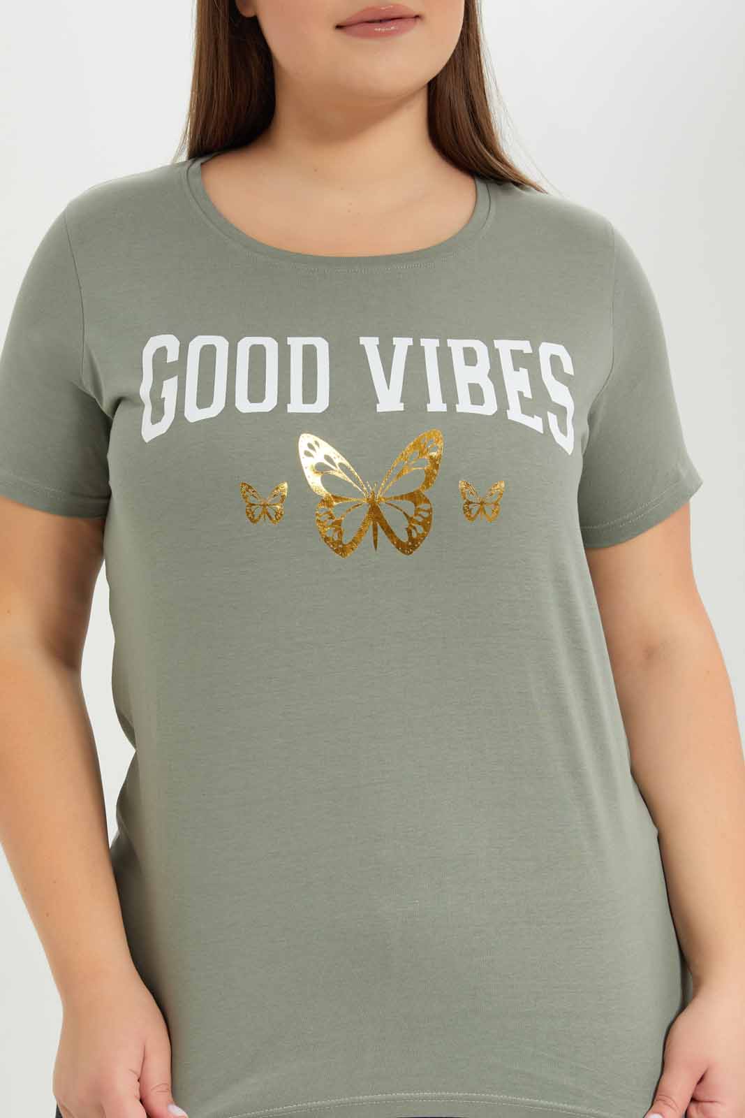 Redtag-Women-Olive-Graphic-T-Shirt-Category:T-Shirts,-Colour:Olive,-Deals:New-In,-Dept:Ladieswear,-Filter:Plus-Size,-LDP-T-Shirts,-New-In-LDP-APL,-Non-Sale,-S23A,-Section:Women,-TBL-Women's-
