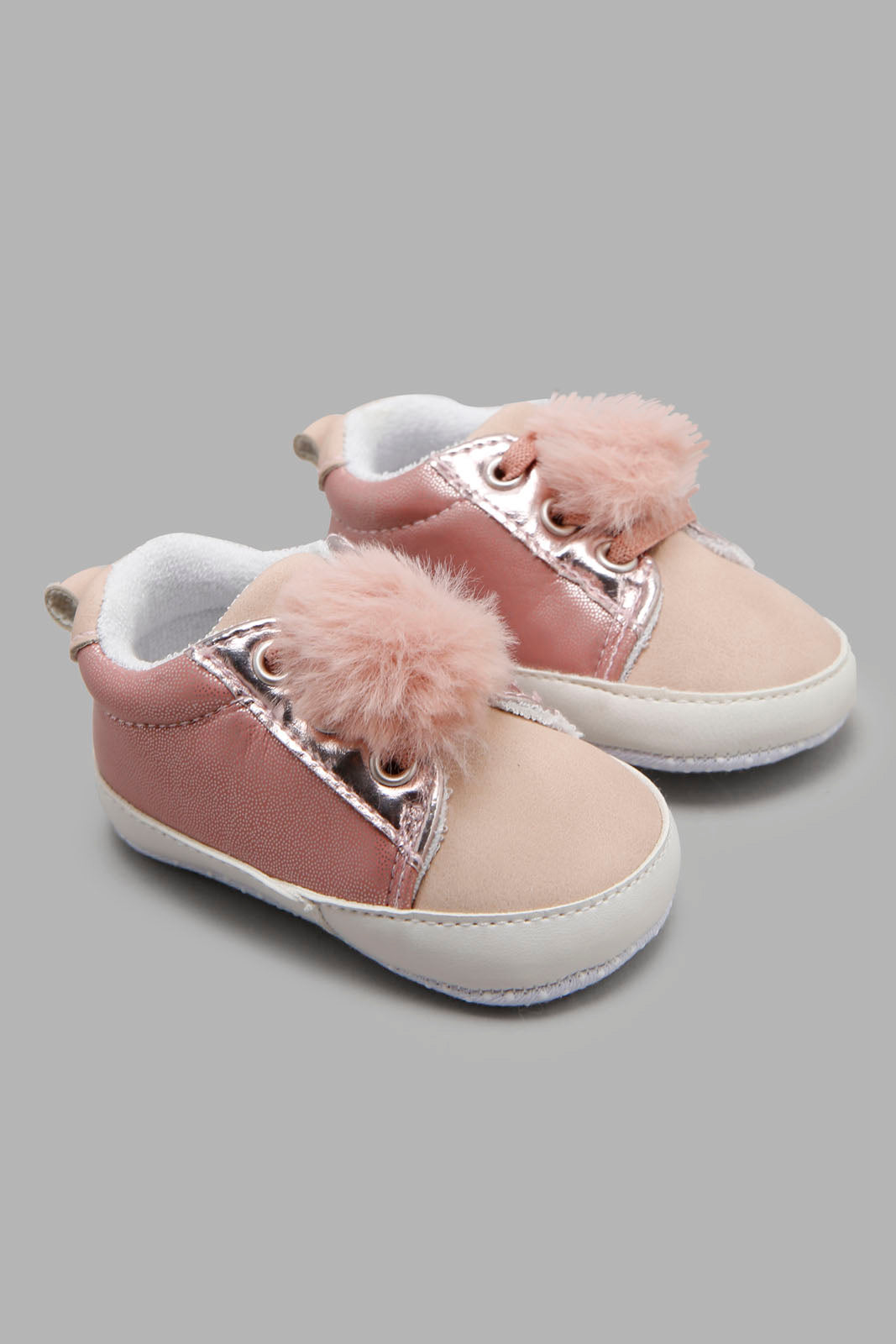 Redtag-Pink-Pram-Shoe-With-Pom-Pom-Category:Shoes,-Colour:Pink,-Deals:New-In,-Filter:Baby-Footwear-(0-to-18-Mths),-NBF-Shoes,-New-In-NBF-FOO,-Non-Sale,-Section:Boys-(0-to-14Yrs),-W22B-Baby-0 to 18 Months