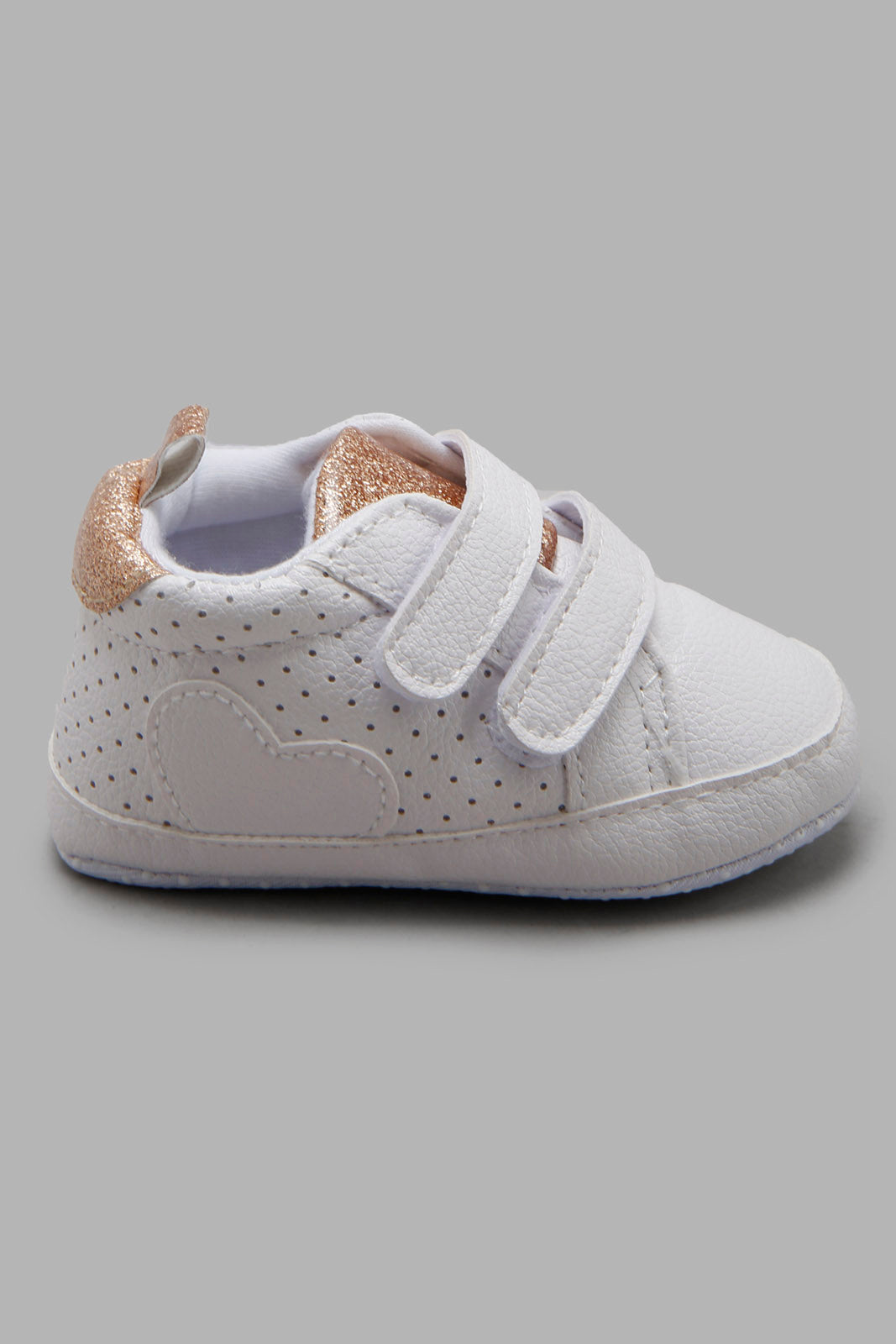 Redtag-White-Pram-Shoe-With-Velcro-Category:Shoes,-Colour:White,-Deals:New-In,-Filter:Baby-Footwear-(0-to-18-Mths),-NBF-Shoes,-New-In-NBF-FOO,-Non-Sale,-Section:Boys-(0-to-14Yrs),-W22A-Baby-0 to 18 Months