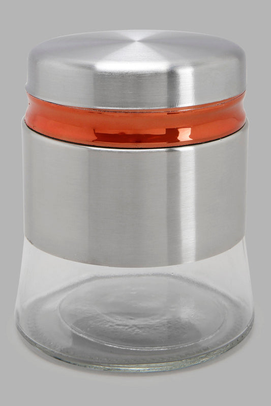 Redtag-Silver-Glass-Storage-Jar-(Small)-Category:0,-Colour:Silver,-Deals:New-In,-Filter:Home-Dining,-HMW-DIN-Storage,-New-In-HMW-DIN,-Non-Sale,-Section:Homewares,-W22A-Home-Dining-