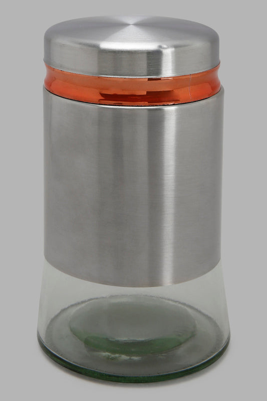 Redtag-Silver-Glass-Storage-Jar-(Medium)-Category:0,-Colour:Silver,-Deals:New-In,-Filter:Home-Dining,-HMW-DIN-Storage,-New-In-HMW-DIN,-Non-Sale,-Section:Homewares,-W22A-Home-Dining-