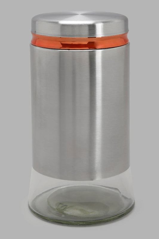 Redtag-Silver-Glass-Storage-Jar-(Large)-Category:0,-Colour:Silver,-Deals:New-In,-Filter:Home-Dining,-HMW-DIN-Storage,-New-In-HMW-DIN,-Non-Sale,-Section:Homewares,-W22A-Home-Dining-
