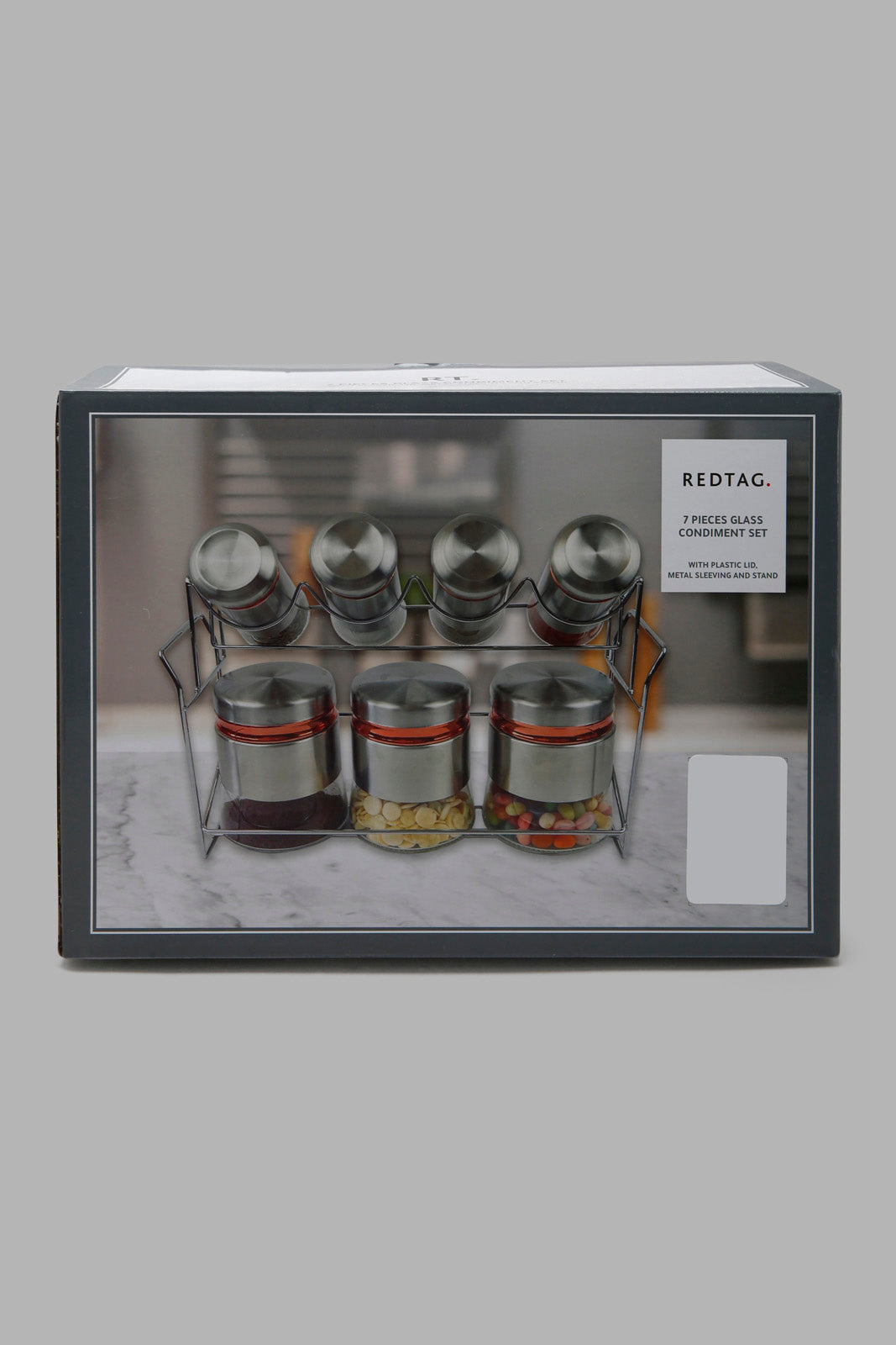 Redtag-Silver-Glass-Storage-Jar-Set-(8Peice)-Category:0,-Colour:Silver,-Deals:New-In,-Filter:Home-Dining,-HMW-DIN-Storage,-New-In-HMW-DIN,-Non-Sale,-Section:Homewares,-W22A-Home-Dining-