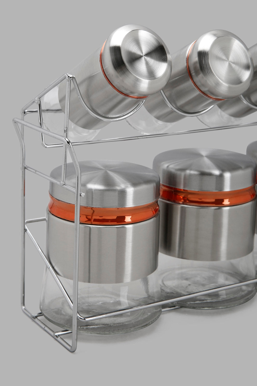 Redtag-Silver-Glass-Storage-Jar-Set-(8Peice)-Category:0,-Colour:Silver,-Deals:New-In,-Filter:Home-Dining,-HMW-DIN-Storage,-New-In-HMW-DIN,-Non-Sale,-Section:Homewares,-W22A-Home-Dining-