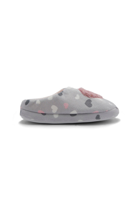 Redtag-Grey-Heart-Trim-Slippers-Category:Slippers,-Colour:Grey,-Deals:New-In,-Dept:Girls,-Filter:Girls-Footwear-(5-to-14-Yrs),-GSR-Slippers,-New-In-GSR-FOO,-Non-Sale,-Section:Girls-(0-to-14Yrs),-W22B-Senior-Girls-5 to 14 Years
