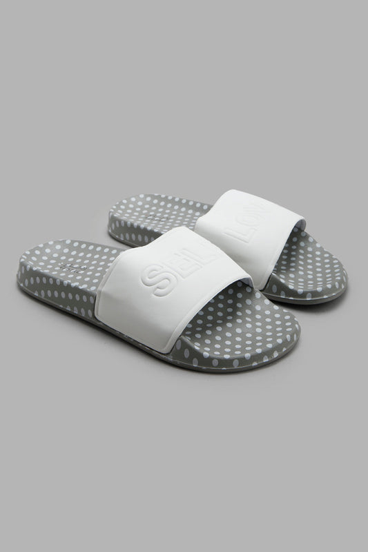Redtag-White-"Self-Love"-Slogan-Slide-Category:Flip-Flops,-Colour:White,-Deals:New-In,-Filter:Women's-Footwear,-New-In-Women-FOO,-Non-Sale,-Section:Women,-W22B,-Women-Flip-Flops-Women's-