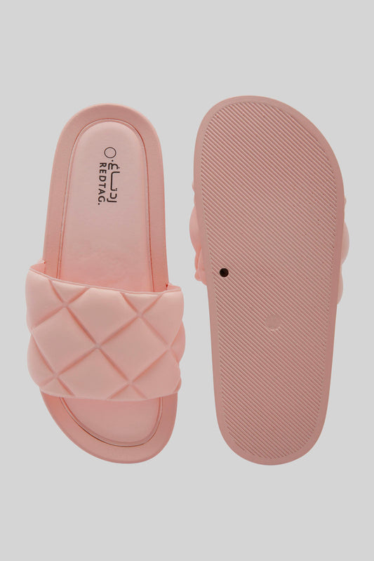 Redtag-Pink-Quilt-Slide-Category:Flip-Flops,-Colour:Pink,-Deals:New-In,-Filter:Women's-Footwear,-New-In-Women-FOO,-Non-Sale,-Section:Women,-W22B,-Women-Flip-Flops-Women's-