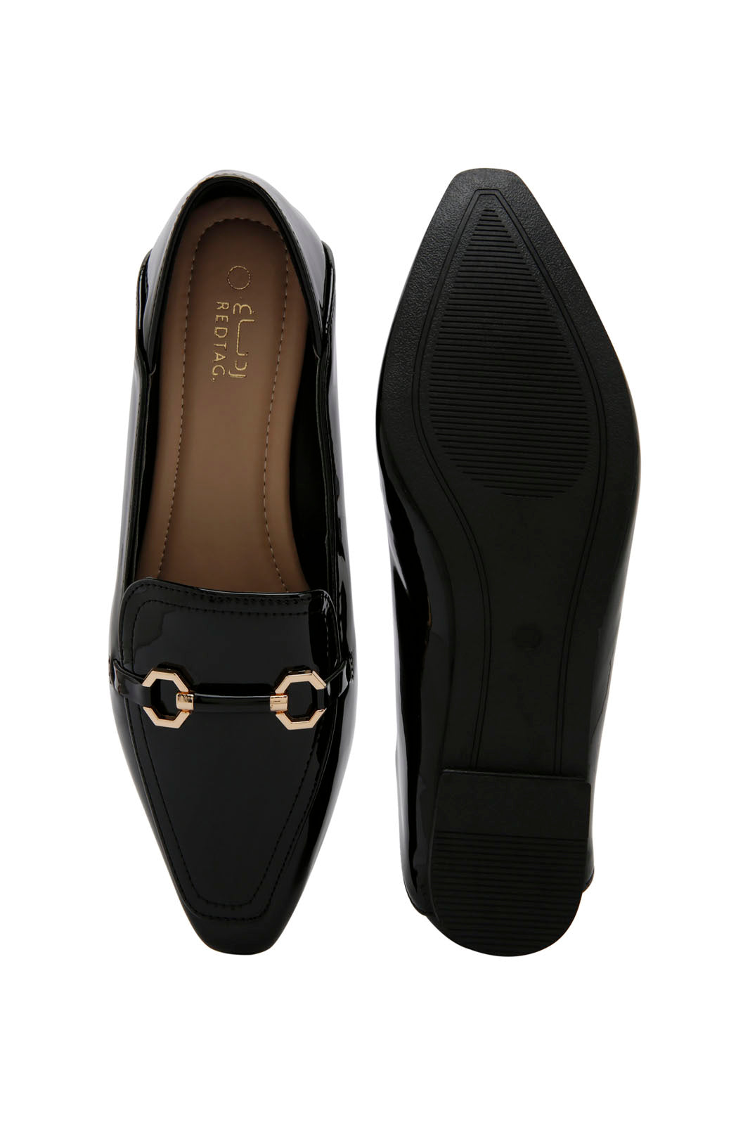 Redtag-Black-Patent-Loafer-With-Covered-Trim-Category:Shoes,-Colour:Black,-Deals:New-In,-Dept:Ladieswear,-Filter:Women's-Footwear,-New-In-Women-FOO,-Non-Sale,-Section:Women,-W22B,-Women-Shoes-Women's-