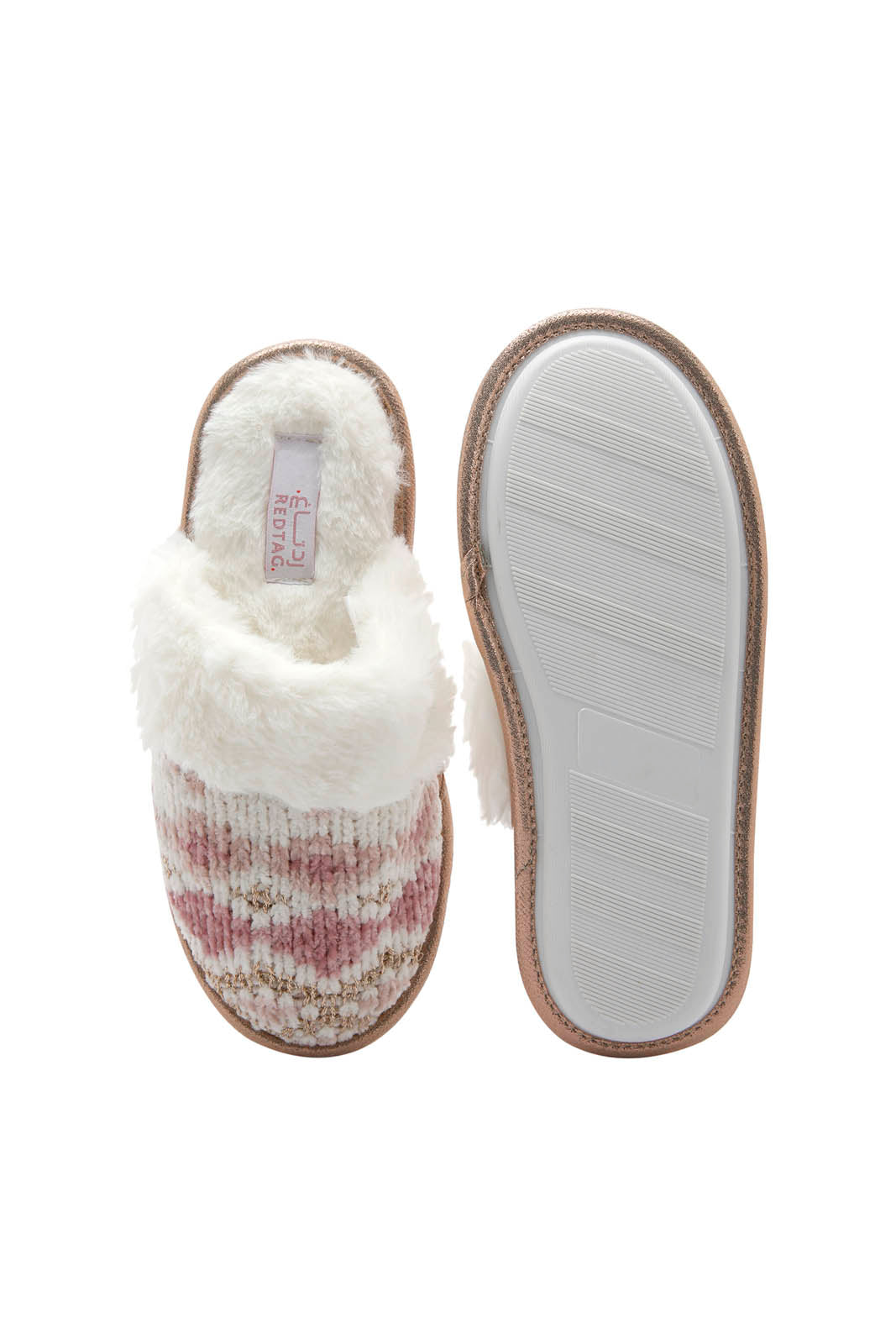 Redtag-Pink-Chenille-Slipper-Category:Slippers,-Colour:Pink,-Deals:New-In,-Dept:Ladieswear,-Filter:Women's-Footwear,-New-In-Women-FOO,-Non-Sale,-Section:Women,-W22B,-Women-Slippers-Women's-