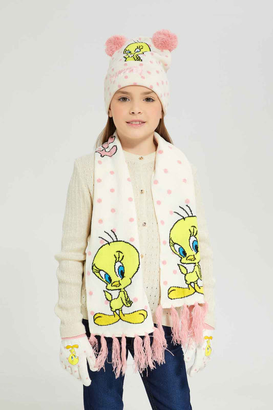 Redtag-Multicolour-Tweety-Set-Of-3-Scarf-Set-Category:Scarves,-CHR,-Colour:Na,-Dept:Girls,-Filter:Girls-Accessories,-GIR-Scarves,-New-In,-New-In-GIR-ACC,-Non-Sale,-Section:Girls-(0-to-14Yrs),-W22B-Girls-