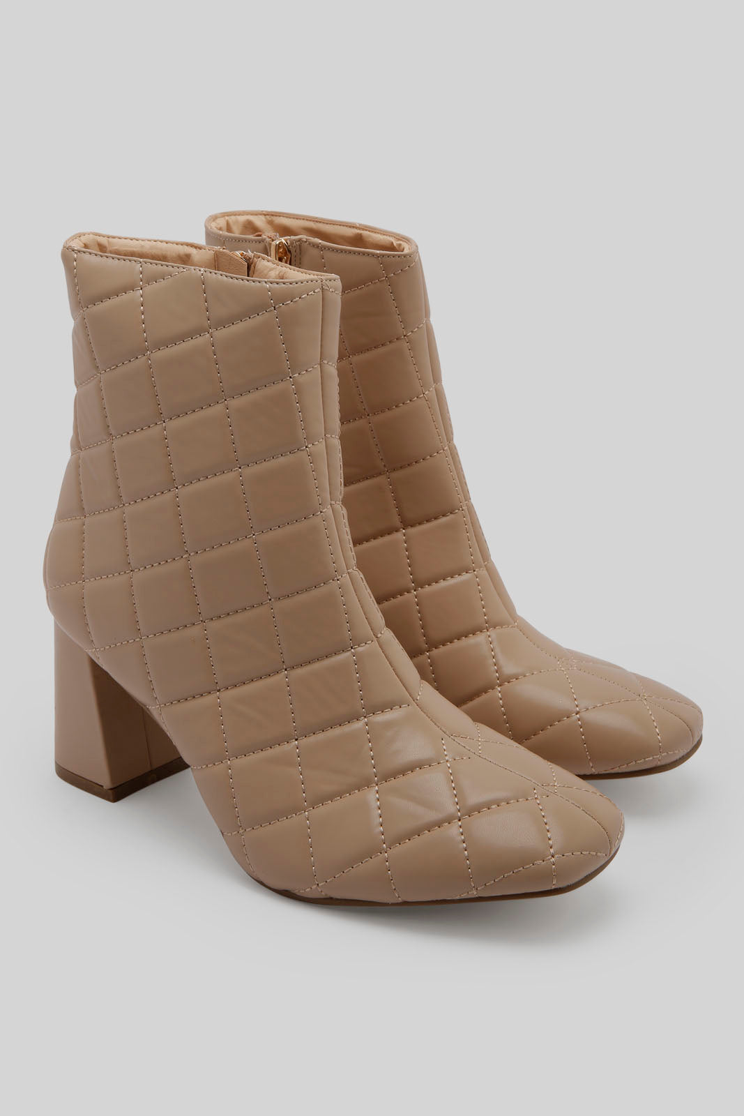 Redtag-Beige-Quilt-Block-Heel-Boot-Category:Boots,-Colour:Beige,-Deals:New-In,-Dept:Ladieswear,-Filter:Women's-Footwear,-New-In-Women-FOO,-Non-Sale,-Section:Women,-W22B,-Women-Boots-Women's-