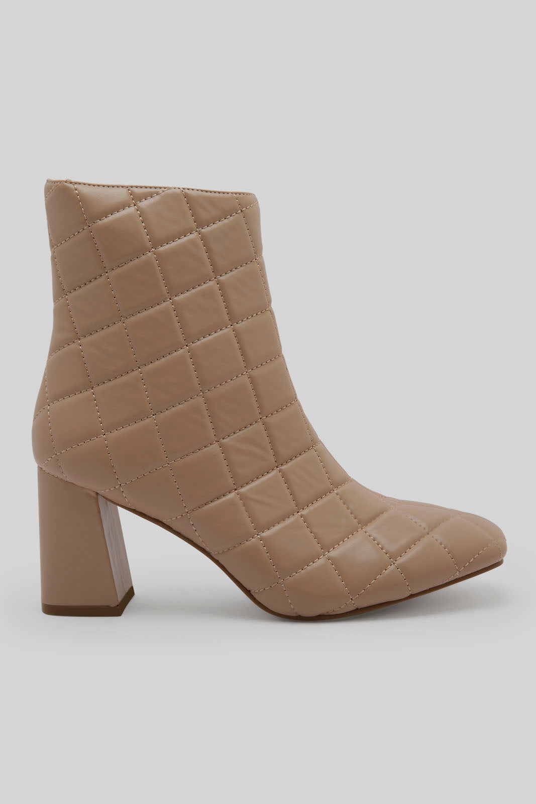 Redtag-Beige-Quilt-Block-Heel-Boot-Category:Boots,-Colour:Beige,-Deals:New-In,-Dept:Ladieswear,-Filter:Women's-Footwear,-New-In-Women-FOO,-Non-Sale,-Section:Women,-W22B,-Women-Boots-Women's-