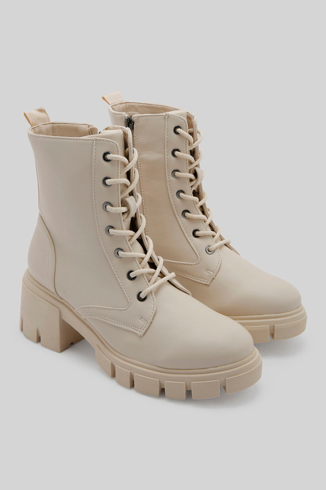 Redtag-Ivory-Lace-Up-Combat-Boot-Category:Boots,-Colour:Ivory,-Deals:New-In,-Dept:Ladieswear,-Filter:Women's-Footwear,-New-In-Women-FOO,-Non-Sale,-Section:Women,-W22B,-Women-Boots-Women's-