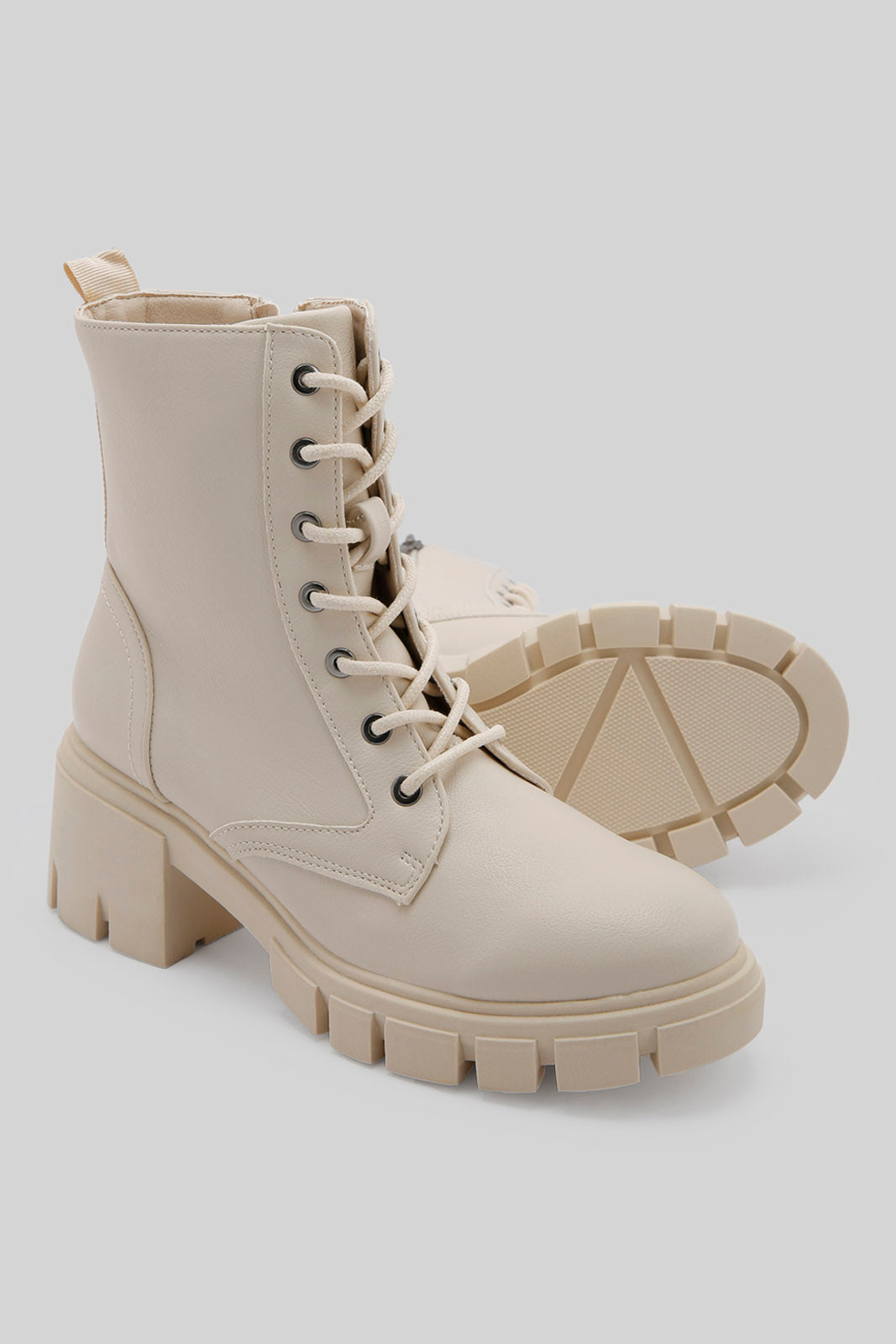 Redtag-Ivory-Lace-Up-Combat-Boot-Category:Boots,-Colour:Ivory,-Deals:New-In,-Dept:Ladieswear,-Filter:Women's-Footwear,-New-In-Women-FOO,-Non-Sale,-Section:Women,-W22B,-Women-Boots-Women's-