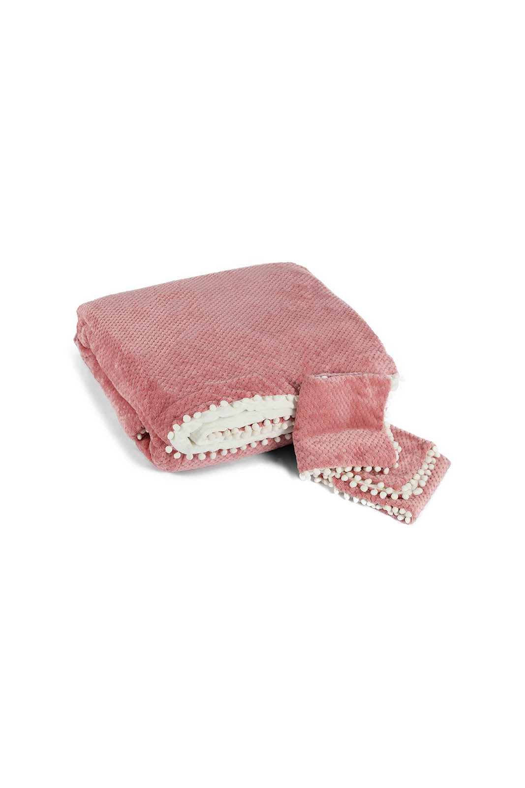 Redtag-Pink-3-Pc-Textured-Fur-Comforter-With-Pompom-(King-Size)-Category:Comforters,-Colour:Pink,-Deals:New-In,-Dept:Home,-Filter:Home-Bedroom,-HMW-BED-Comforters,-New-In-HMW-BED,-Non-Sale,-S23A,-Section:Homewares-Home-Bedroom-
