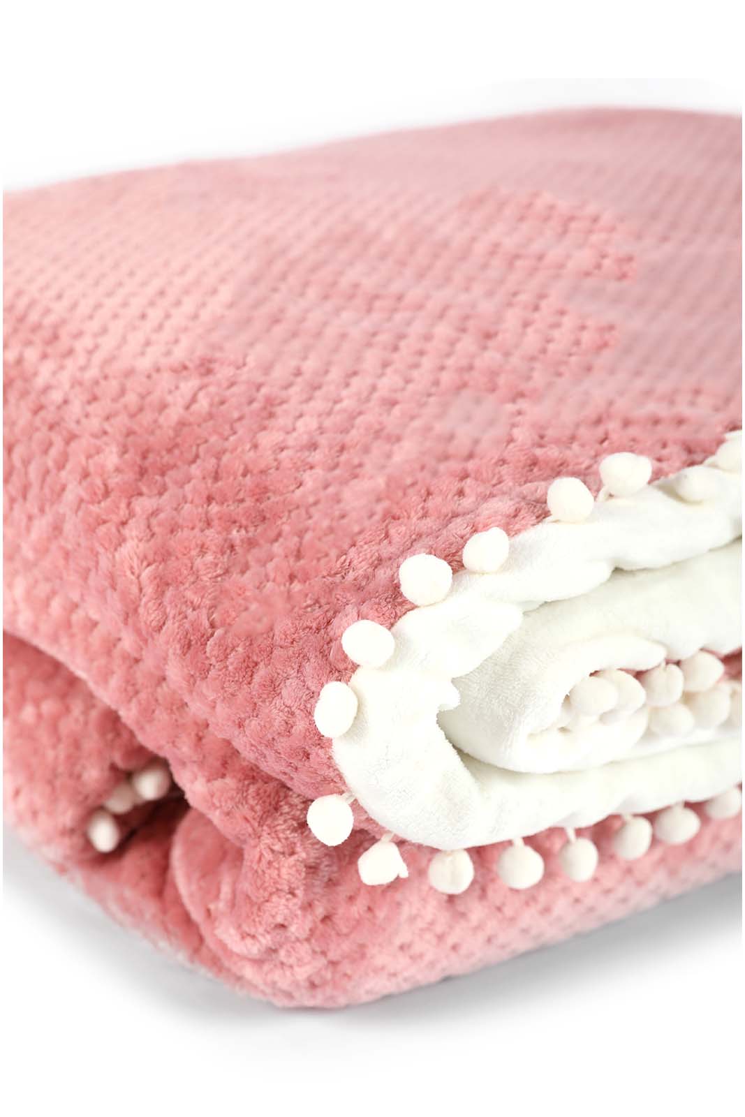 Redtag-Pink-3-Pc-Textured-Fur-Comforter-With-Pompom-(King-Size)-Category:Comforters,-Colour:Pink,-Deals:New-In,-Dept:Home,-Filter:Home-Bedroom,-HMW-BED-Comforters,-New-In-HMW-BED,-Non-Sale,-S23A,-Section:Homewares-Home-Bedroom-