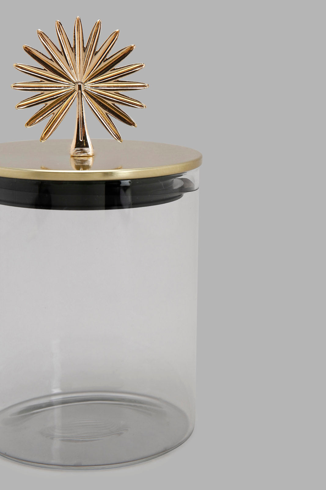 Redtag-Gold-Clear-Borosilicate-Glass-Jar-With-Metal-Lid-(Small)-Category:0,-Colour:Gold,-Deals:New-In,-Filter:Home-Dining,-HMW-DIN-Storage,-New-In-HMW-DIN,-Non-Sale,-Section:Homewares,-W22A-Home-Dining-