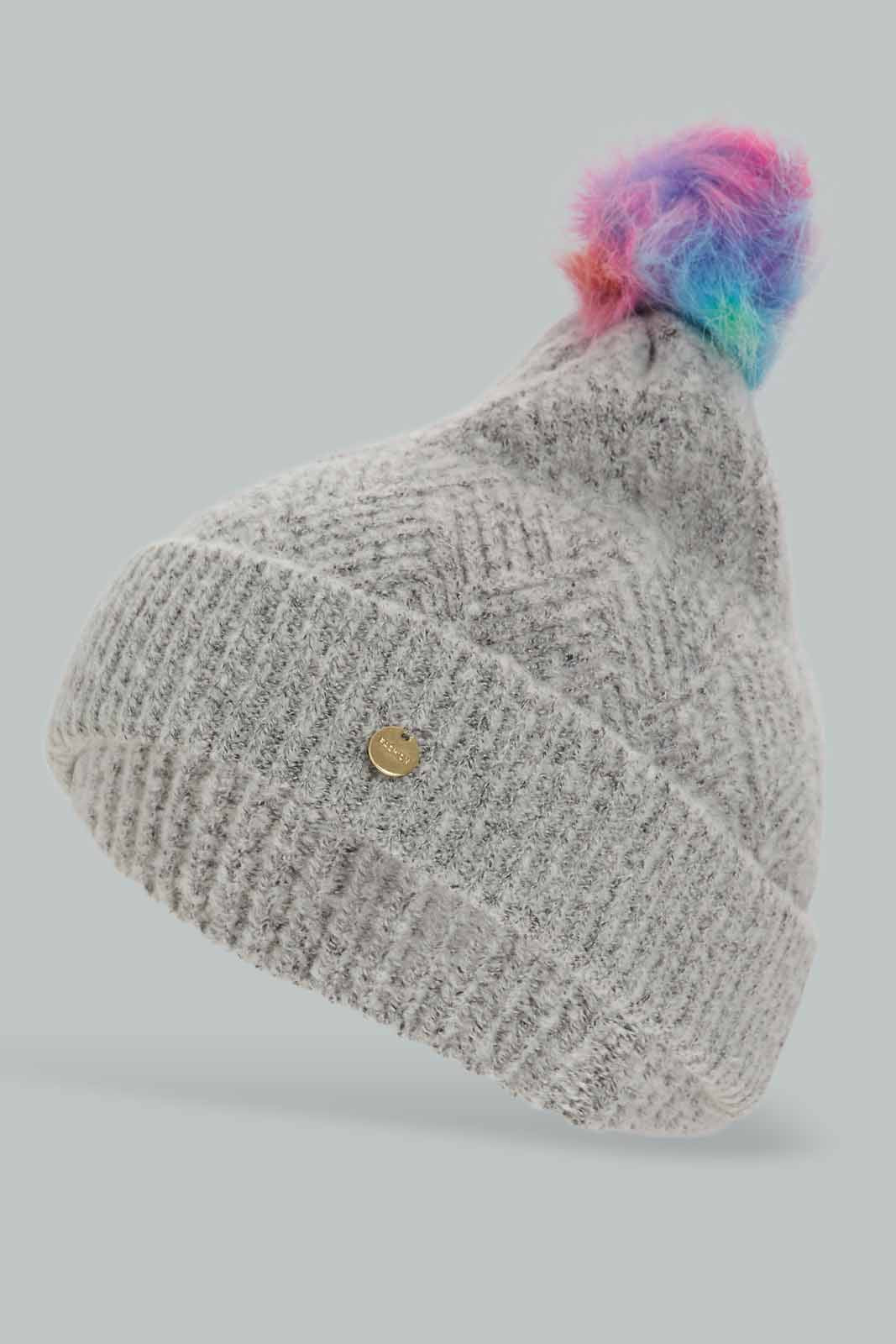 Redtag-Grey-Embelished-Knitted-Cap-Category:Knitted-Accessories,-Colour:Grey,-Filter:Women's-Accessories,-New-In,-New-In-Women-ACC,-Non-Sale,-Section:Women,-W22A,-Women-Knitted-Accessories-Women-