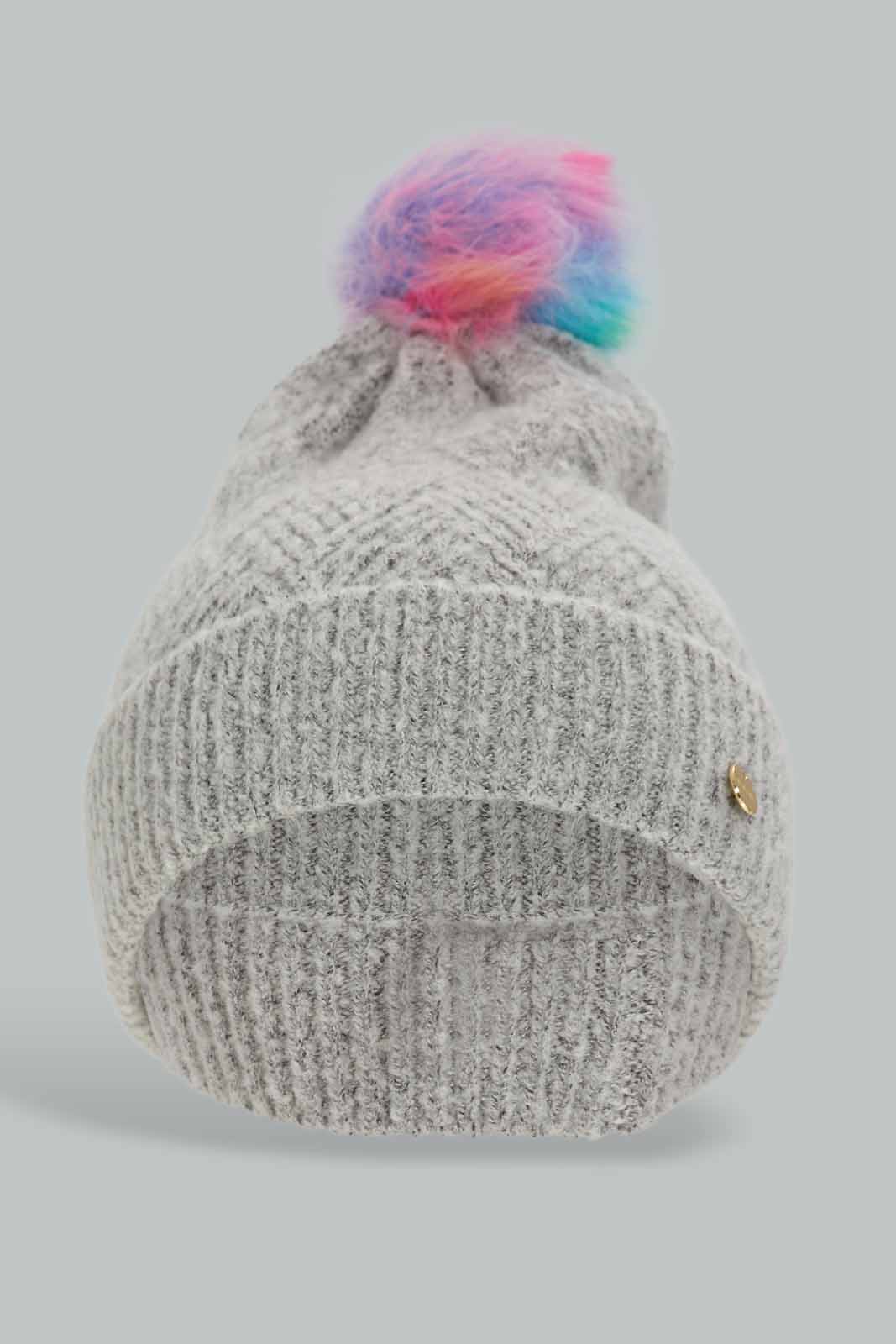 Redtag-Grey-Embelished-Knitted-Cap-Category:Knitted-Accessories,-Colour:Grey,-Filter:Women's-Accessories,-New-In,-New-In-Women-ACC,-Non-Sale,-Section:Women,-W22A,-Women-Knitted-Accessories-Women-