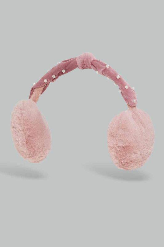 Redtag-Pink-Embelished-Earmuff-Category:Knitted-Accessories,-Colour:Pink,-Dept:Ladieswear,-Filter:Women's-Accessories,-New-In,-New-In-Women-ACC,-Non-Sale,-Section:Women,-W22B,-Women-Knitted-Accessories-Women-