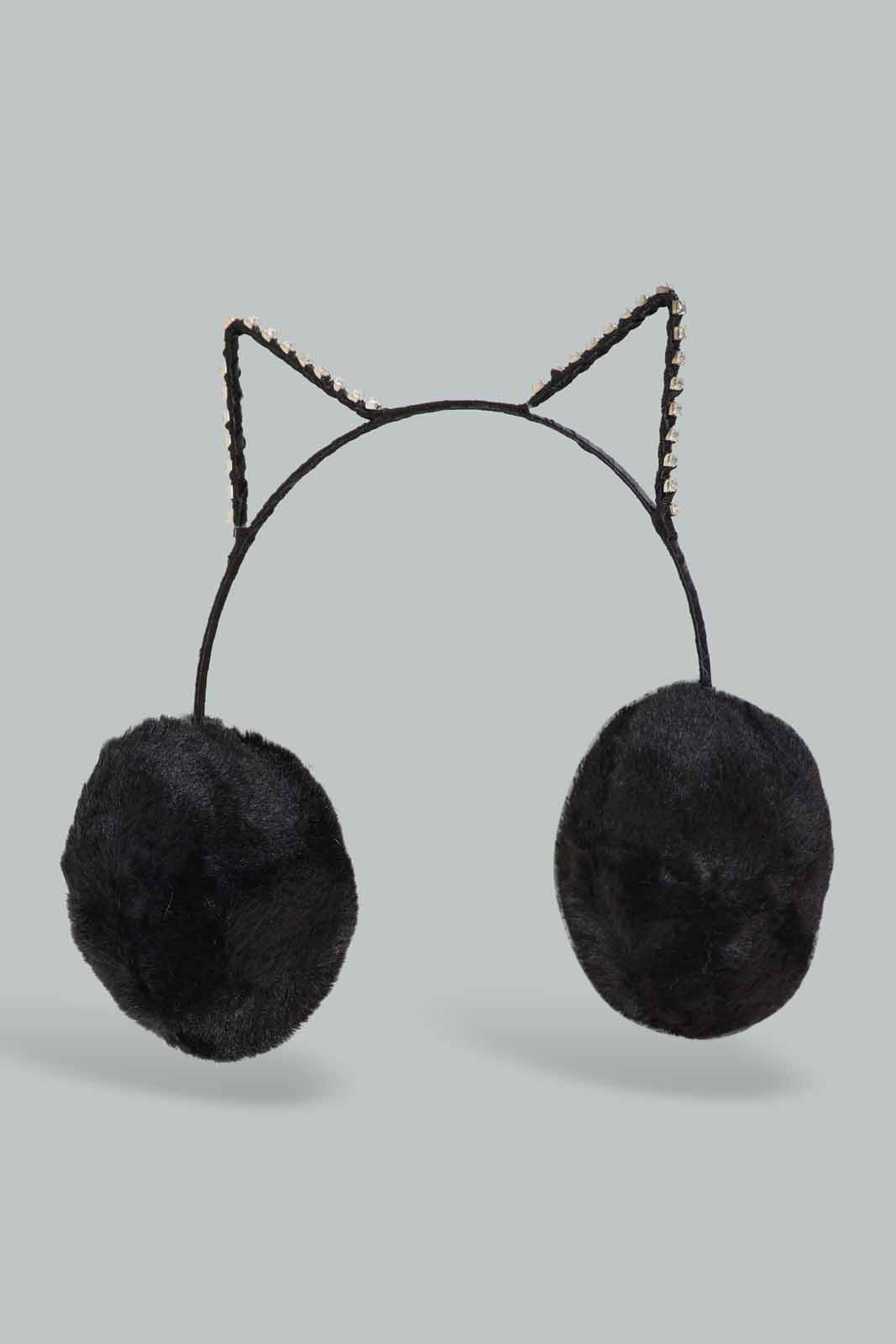 Redtag-Black&White-Embelished-Earmuff-Category:Knitted-Accessories,-Colour:Black,-Dept:Ladieswear,-Filter:Women's-Accessories,-New-In,-New-In-Women-ACC,-Non-Sale,-Section:Women,-W22B,-Women-Knitted-Accessories-Women-
