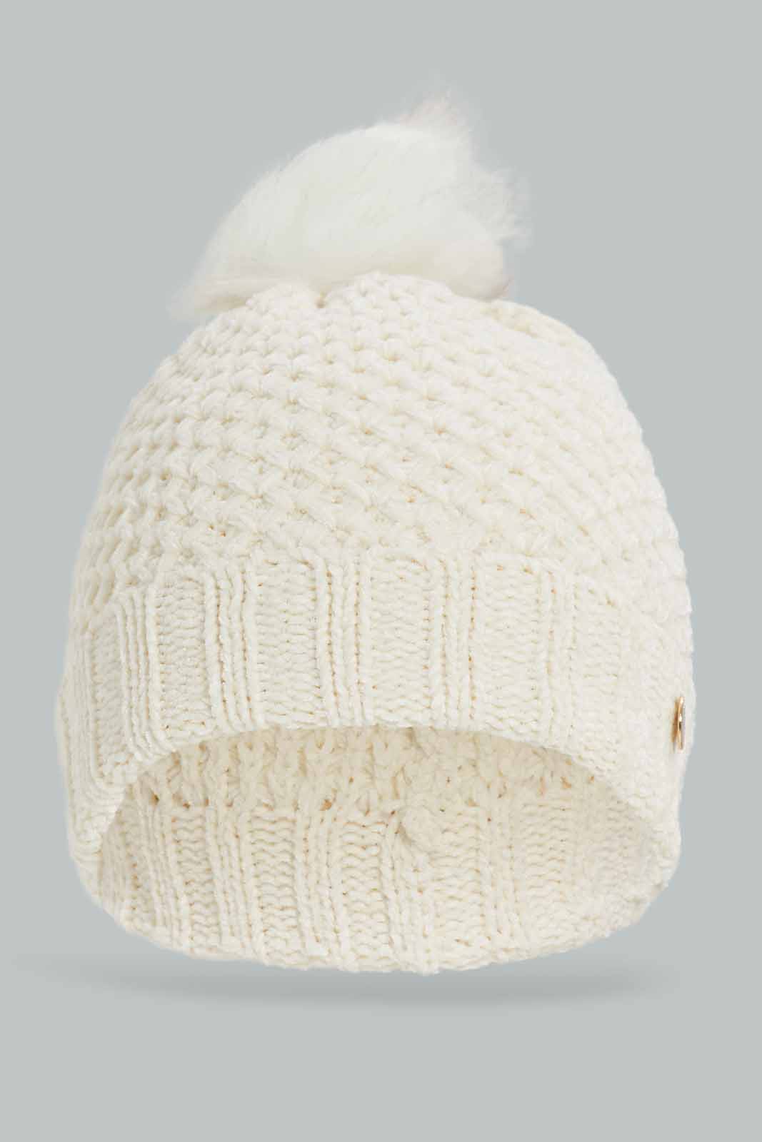 Redtag-White-&-Beige-Embellished-Set-Of-2-Knitted-Cap-Category:Knitted-Accessories,-Colour:Assorted,-Dept:Ladieswear,-Filter:Women's-Accessories,-New-In,-New-In-Women-ACC,-Non-Sale,-Section:Women,-W22A,-Women-Knitted-Accessories-Women-