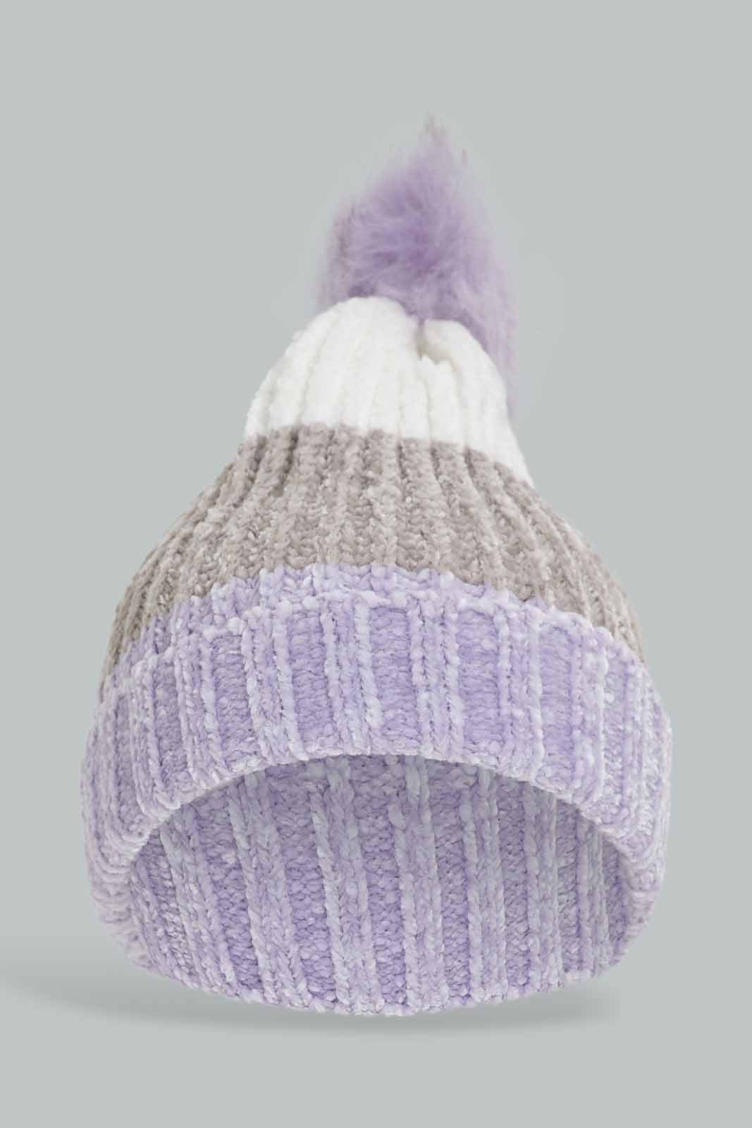 Redtag-Grey-Pom-Pom-Embellished-Knitted-Cap-Category:Knitted-Accessories,-Colour:Grey,-Dept:Ladieswear,-Filter:Women's-Accessories,-New-In,-New-In-Women-ACC,-Non-Sale,-Section:Women,-W22A,-Women-Knitted-Accessories-Women-
