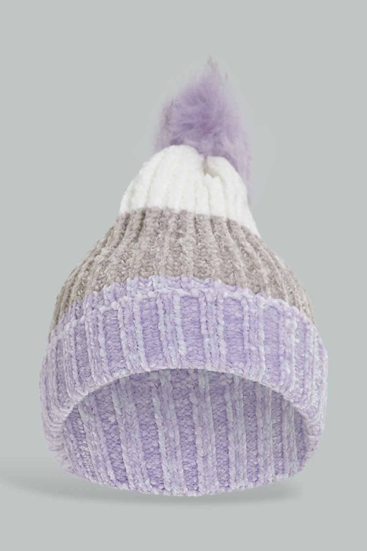 Redtag-Grey-Pom-Pom-Embellished-Knitted-Cap-Category:Knitted-Accessories,-Colour:Grey,-Dept:Ladieswear,-Filter:Women's-Accessories,-New-In,-New-In-Women-ACC,-Non-Sale,-Section:Women,-W22A,-Women-Knitted-Accessories-Women-