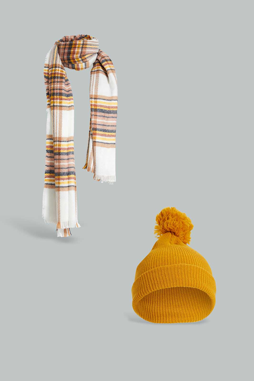 Women Knitted Scarf With Ice-Cap Set (2 Piece)