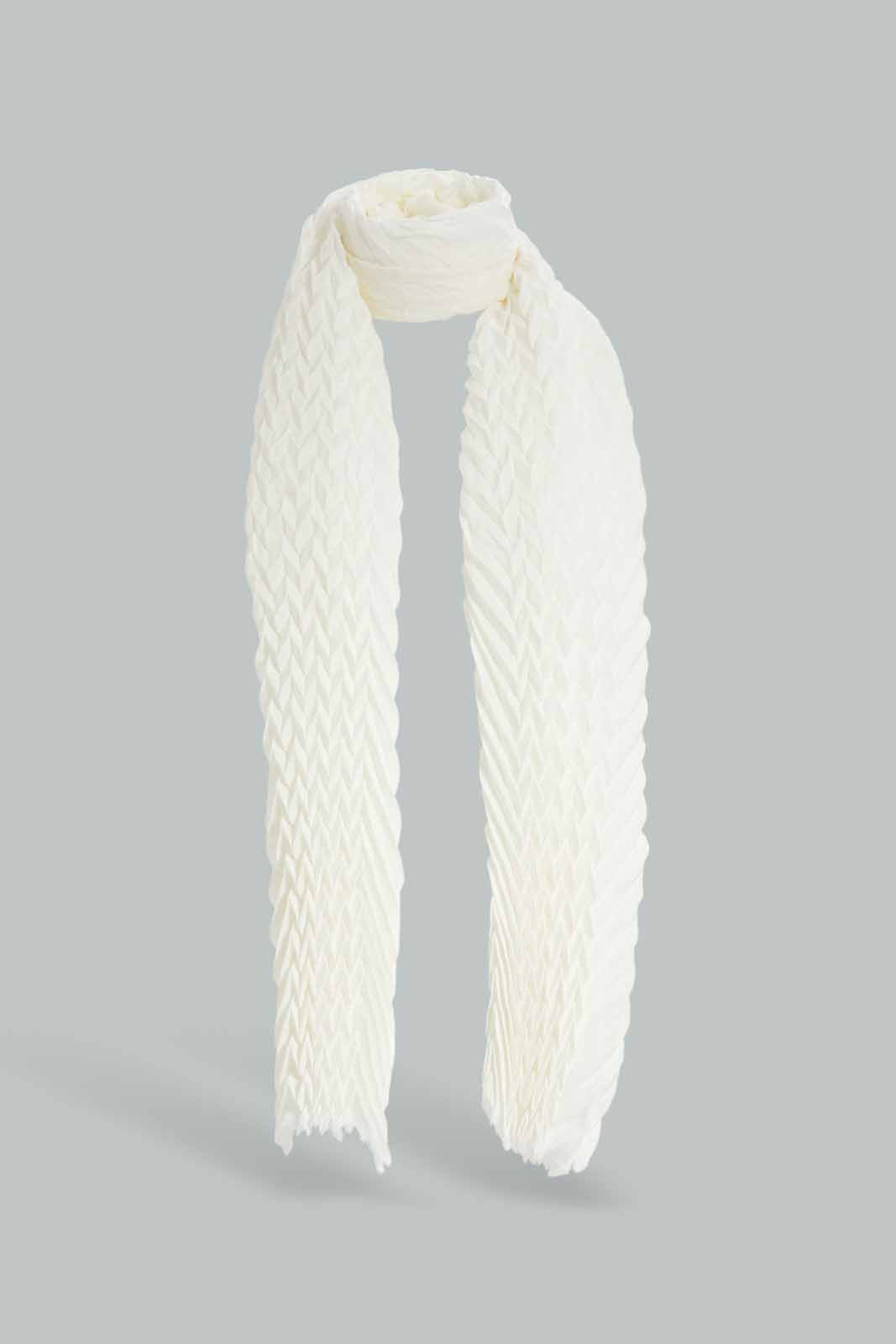 Redtag-White-Ocolor-Embellished-Knitted-Scarfs-Category:Scarves,-Colour:White,-Filter:Women's-Accessories,-New-In,-New-In-Women-ACC,-Non-Sale,-Section:Women,-W22A,-Women-Scarves-Women-