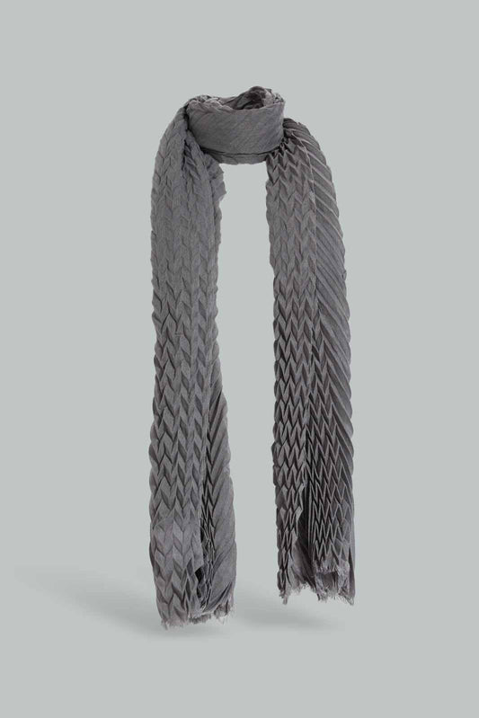 Redtag-Grey-Color-Embellished-Knitted-Scarfs-Category:Scarves,-Colour:Grey,-Filter:Women's-Accessories,-New-In,-New-In-Women-ACC,-Non-Sale,-Section:Women,-W22A,-Women-Scarves-Women-