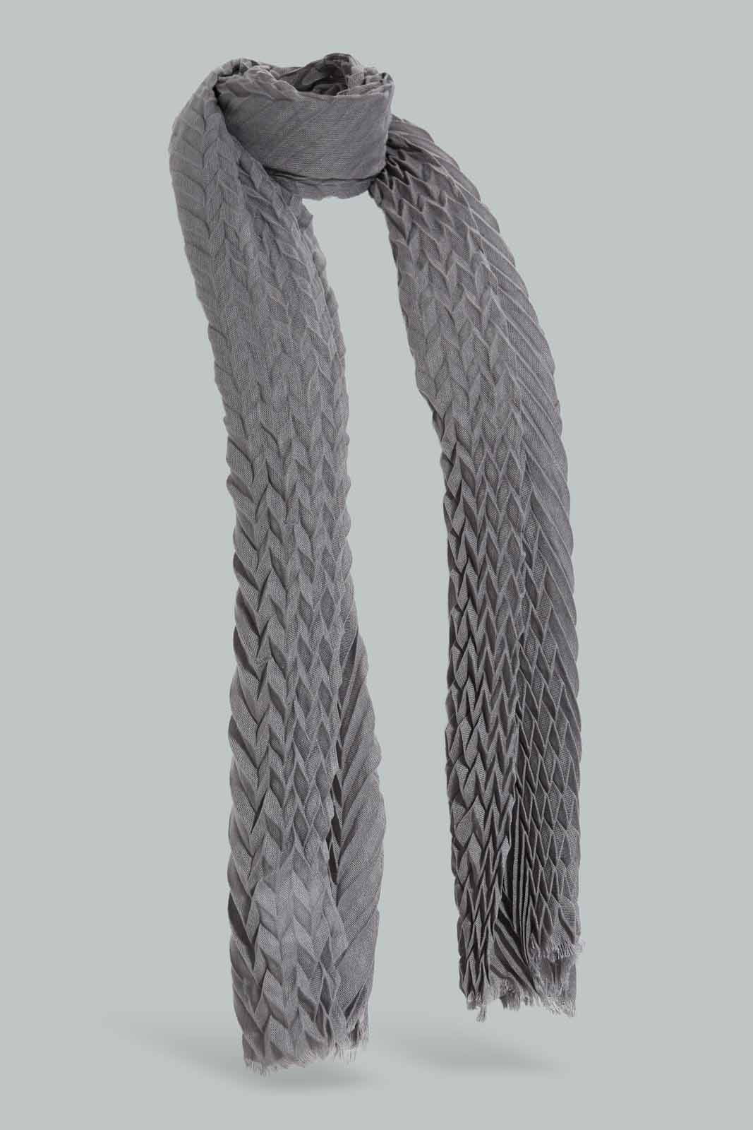 Redtag-Grey-Color-Embellished-Knitted-Scarfs-Category:Scarves,-Colour:Grey,-Filter:Women's-Accessories,-New-In,-New-In-Women-ACC,-Non-Sale,-Section:Women,-W22A,-Women-Scarves-Women-