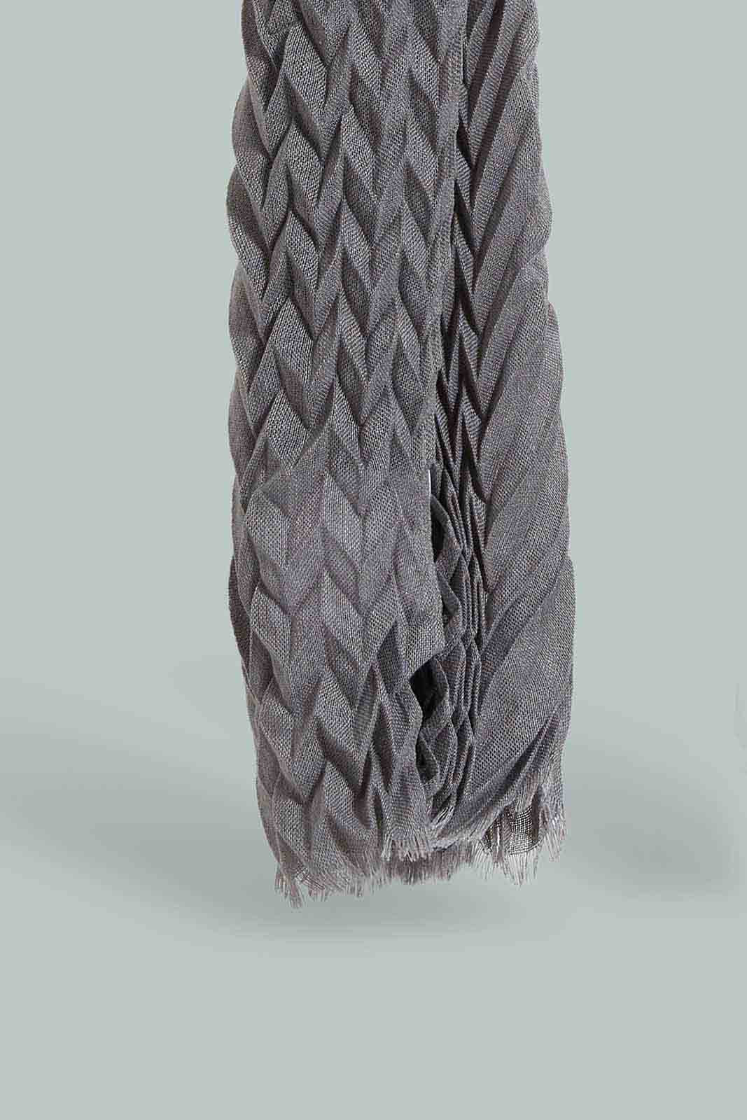 Redtag-Grey-Color-Embellished-Knitted-Scarfs-Category:Scarves,-Colour:Grey,-Filter:Women's-Accessories,-New-In,-New-In-Women-ACC,-Non-Sale,-Section:Women,-W22A,-Women-Scarves-Women-