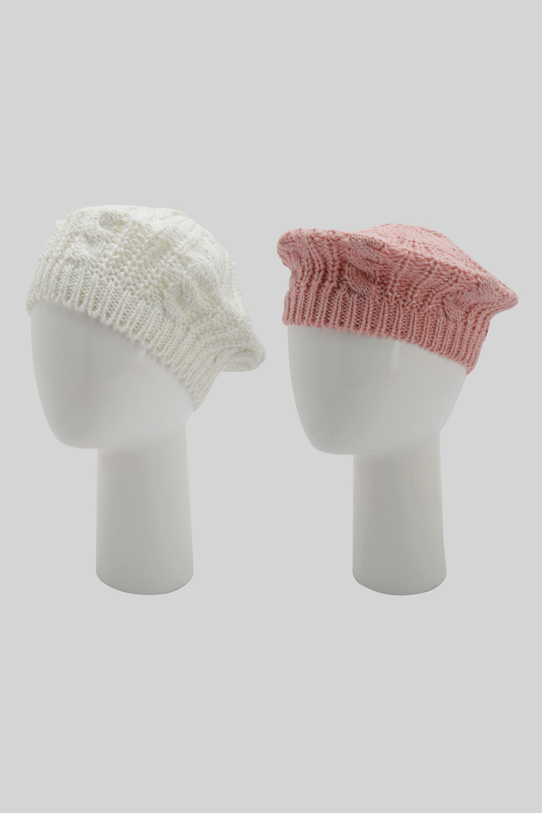 Redtag-Pink-&-White-Embellished-Set-Of-2-Knitted-Cap-Category:Knitted-Accessories,-Colour:Assorted,-Filter:Women's-Accessories,-New-In,-New-In-Women-ACC,-Non-Sale,-Section:Women,-W22B,-Women-Knitted-Accessories-Women-