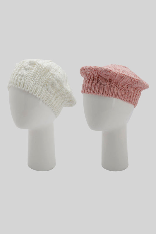 Redtag-Pink-&-White-Embellished-Set-Of-2-Knitted-Cap-Category:Knitted-Accessories,-Colour:Assorted,-Filter:Women's-Accessories,-New-In,-New-In-Women-ACC,-Non-Sale,-Section:Women,-W22B,-Women-Knitted-Accessories-Women-