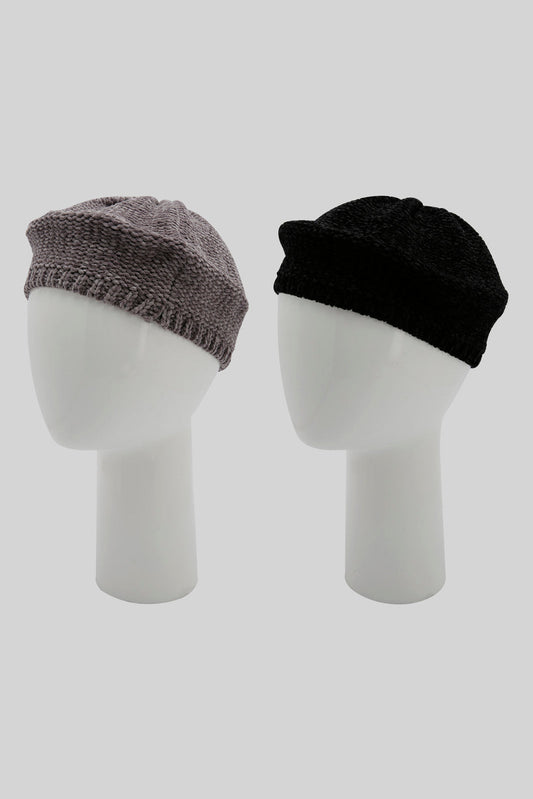 Redtag-Black-And-Grey-Embellished-Set-Of-2-Knitted-Cap-Category:Knitted-Accessories,-Colour:Assorted,-Filter:Women's-Accessories,-New-In,-New-In-Women-ACC,-Non-Sale,-Section:Women,-W22B,-Women-Knitted-Accessories-Women-