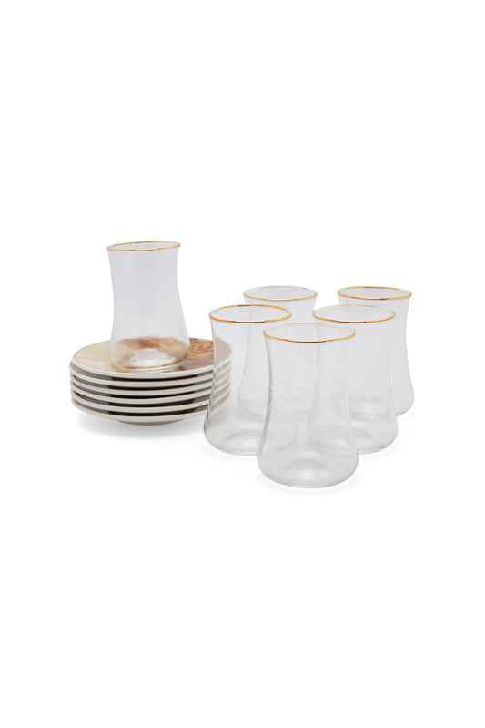 Redtag-Brown-Arabic-Tea-Set-(-12-Piece)-Category:Cups-&-Mugs,-Colour:Brown,-Deals:New-In,-Dept:Home,-Filter:Home-Dining,-HMW-DIN-Crockery,-New-In-HMW-DIN,-Non-Sale,-Section:Homewares,-W22B-Home-Dining-