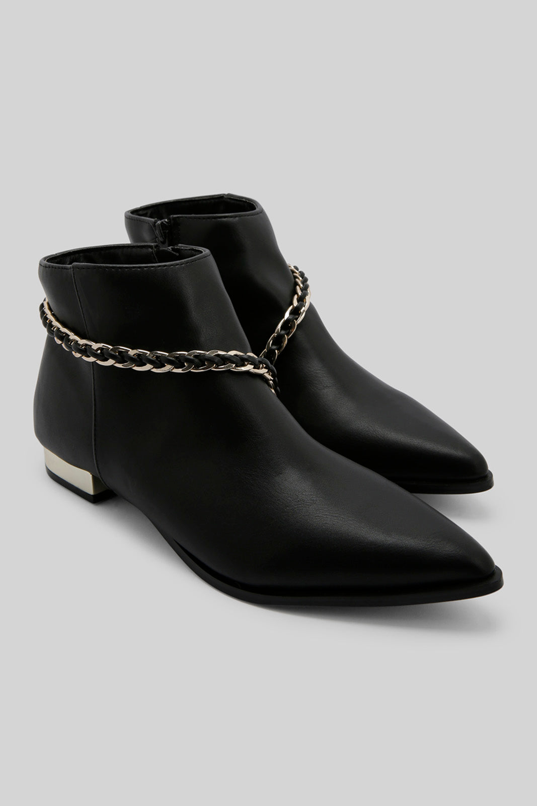 Redtag-Black-Ankle-Boot-With-Chain-Trim-Category:Boots,-Colour:Black,-Deals:New-In,-Filter:Women's-Footwear,-New-In-Women-FOO,-Non-Sale,-Section:Women,-W22B,-Women-Boots-Women's-