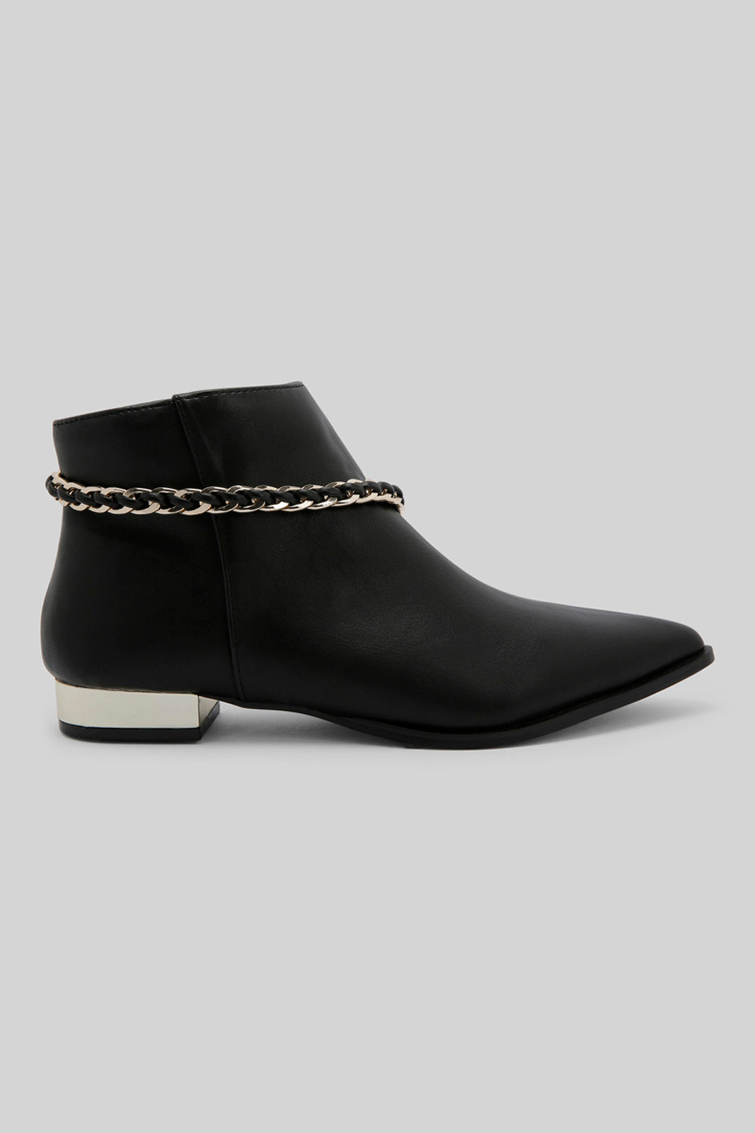 Redtag-Black-Ankle-Boot-With-Chain-Trim-Category:Boots,-Colour:Black,-Deals:New-In,-Filter:Women's-Footwear,-New-In-Women-FOO,-Non-Sale,-Section:Women,-W22B,-Women-Boots-Women's-