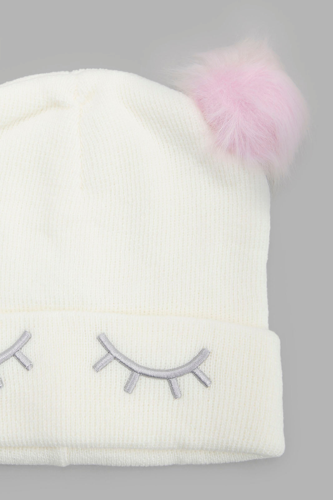 Redtag-Multi-Colour-Pom-Pom-Embellished-Knitted-Cap-Set-Of-2-Category:Knitted-Accessories,-Colour:Assorted,-Filter:Girls-Accessories,-GSR-Knitted-Accessories,-New-In,-New-In-GIR-ACC,-Non-Sale,-Section:Girls-(0-to-14Yrs),-W22B-Girls-