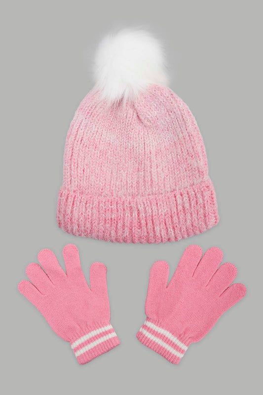 Redtag-Multi-Colour-Embellished-Set-Of-2-Knitted-Cap-&-Gloves-Category:Knitted-Accessories,-Colour:Assorted,-Filter:Girls-Accessories,-GSR-Knitted-Accessories,-New-In,-New-In-GIR-ACC,-Non-Sale,-Section:Girls-(0-to-14Yrs),-W22B-Girls-