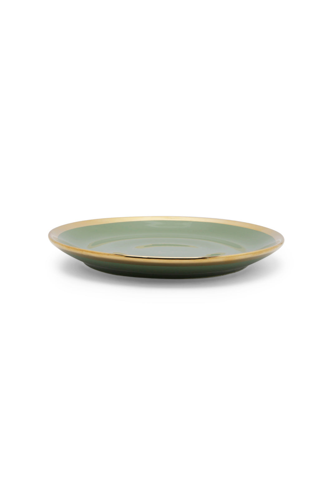 Redtag-Green-Coupe-Shape-Side-Plate-With-Gold-Rim-Category:Plates,-Colour:Green,-Deals:New-In,-Dept:Home,-Filter:Home-Dining,-HMW-DIN-Crockery,-New-In-HMW-DIN,-Non-Sale,-Section:Homewares,-W22A-Home-Dining-