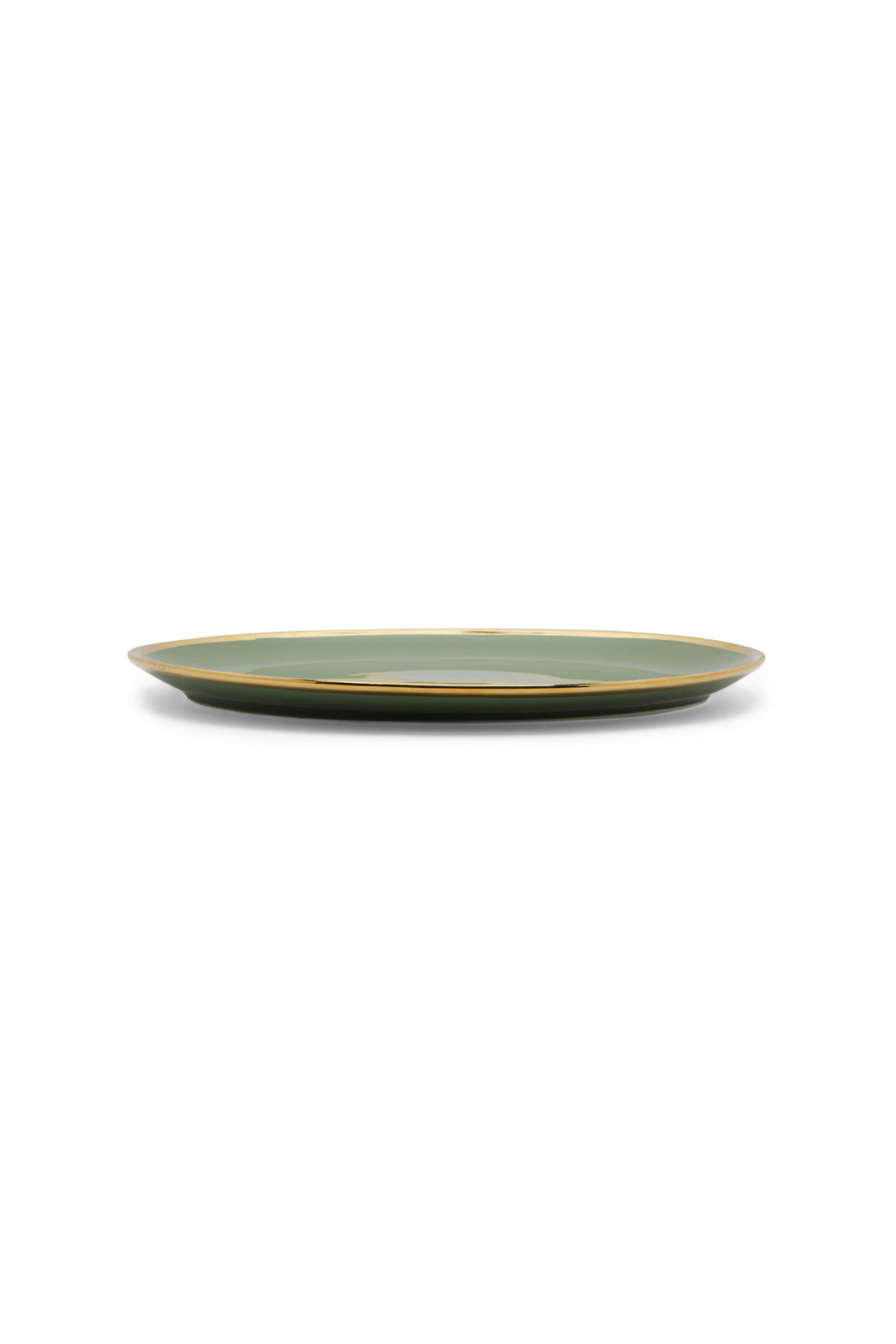 Redtag-Green-Oval-Platter-With-Gold-Rim-Category:Plates,-Colour:Green,-Deals:New-In,-Dept:Home,-Filter:Home-Dining,-HMW-DIN-Crockery,-New-In-HMW-DIN,-Non-Sale,-Section:Homewares,-W22A-Home-Dining-