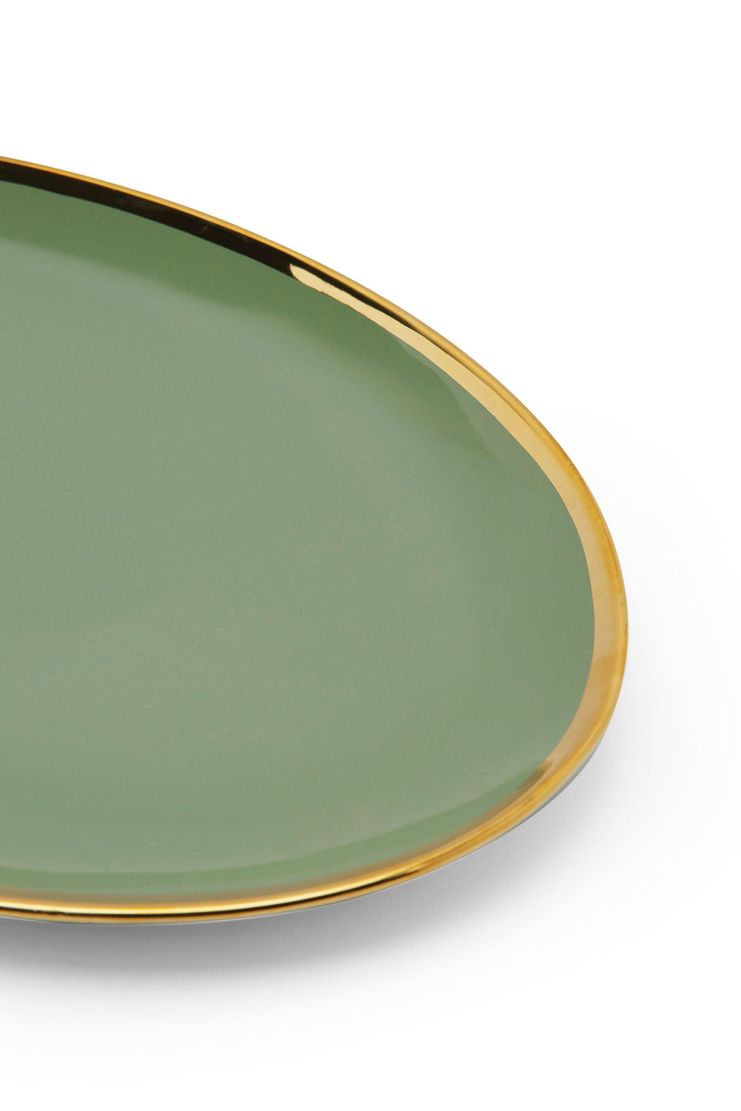 Redtag-Green-Oval-Platter-With-Gold-Rim-Category:Plates,-Colour:Green,-Deals:New-In,-Dept:Home,-Filter:Home-Dining,-HMW-DIN-Crockery,-New-In-HMW-DIN,-Non-Sale,-Section:Homewares,-W22A-Home-Dining-