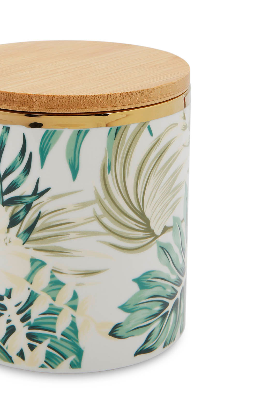 Redtag-Assorted-Floral-Canister-Wtih-Gold-Rim-Bamboo-Lid-(Small)-Category:2-Tier-Stand,-Colour:Assorted,-Deals:New-In,-Dept:Home,-Filter:Home-Dining,-HMW-DIN-Crockery,-New-In-HMW-DIN,-Non-Sale,-Section:Homewares,-W22A-Home-Dining-