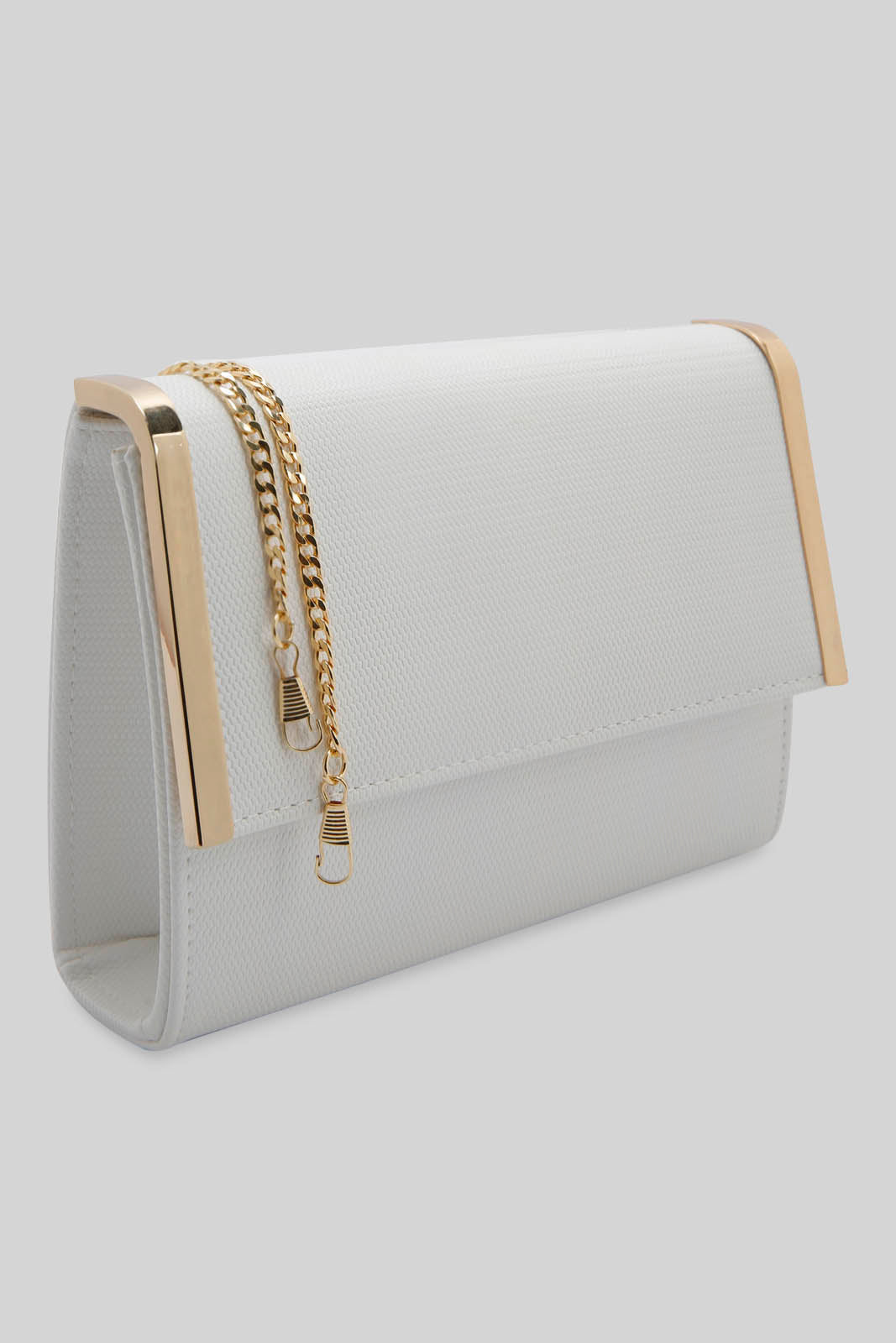 Redtag-White-Clutch-Bag-Metal-Bar-Category:Bags,-Colour:White,-Filter:Women's-Accessories,-New-In,-New-In-Women-ACC,-Non-Sale,-Section:Women,-W22B,-Women-Bags-Women-